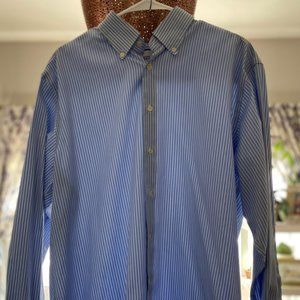 Men's Button-Down Collar Non-Iron Stripe Shirt - Cobalt Blue - Charles Tyrwhitt